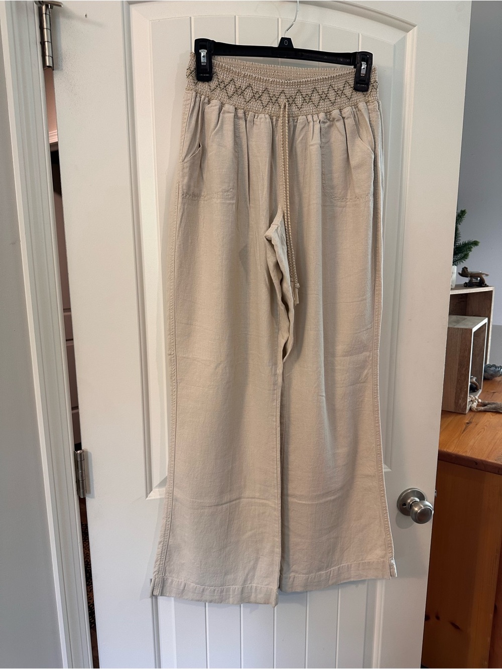 Rewash Cream Wide-Leg Drawstring Joggers